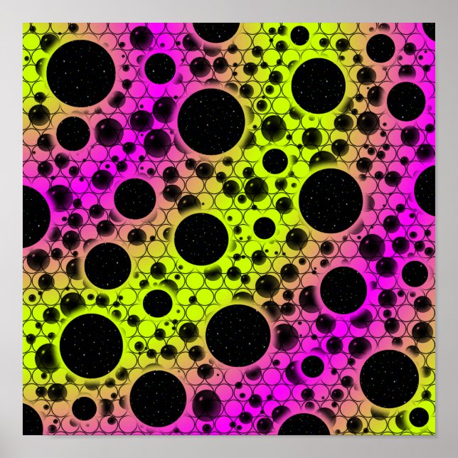 Poster Pontos de bolhas de espaço - Limão/Rosa (Frente)