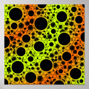 Poster Pontos de bolhas espaciais - Limão/Laranja