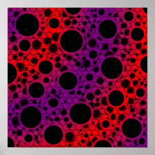 Poster Pontos de bolhas espaciais - Roxo/Vermelho
