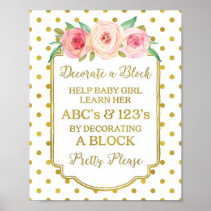 Pôster Pontos Dourados Brancos Decorrem um Sinal de Bloco