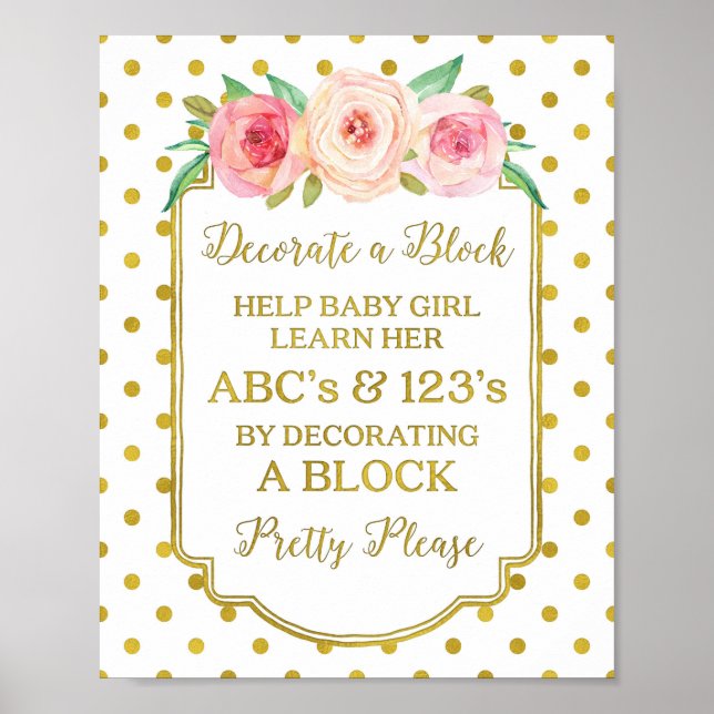 Pôster Pontos Dourados Brancos Decorrem um Sinal de Bloco (Frente)