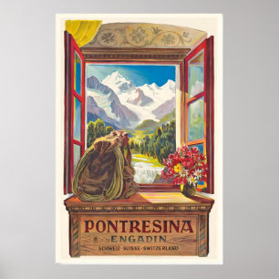 Poster Pontresina Engadin Schweiz Suíça Suíça