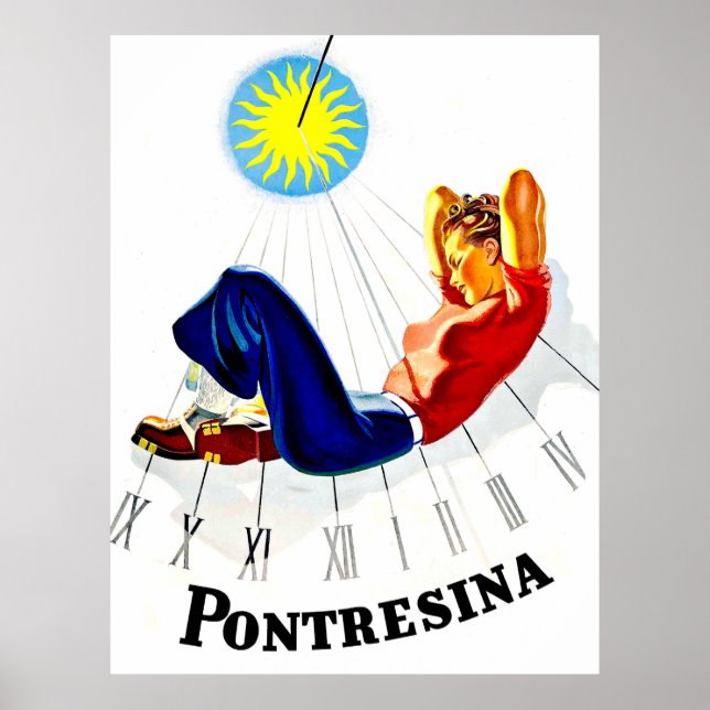 Poster Pontresina, Suiça, a menina é o sol (Frente)