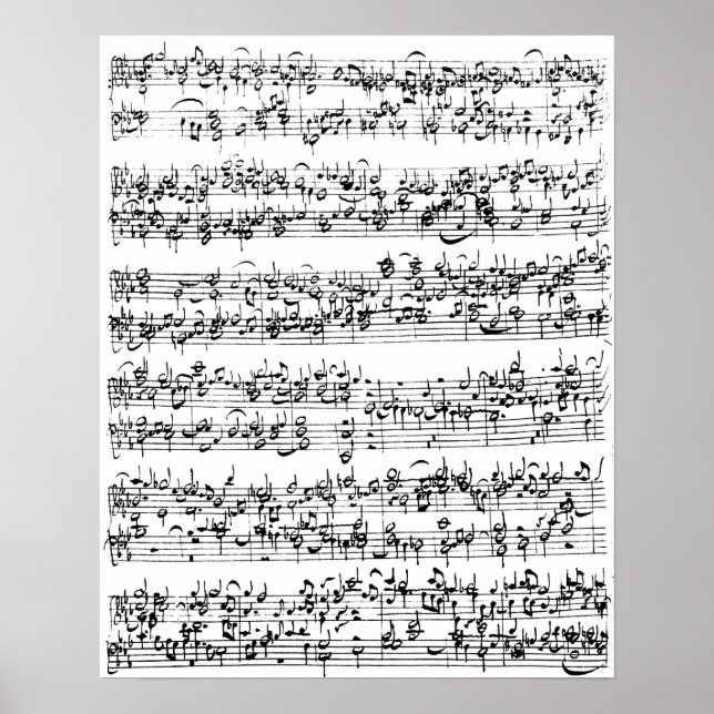 Pôster Pontuação musical de Johann Sebastian Bach (Frente)