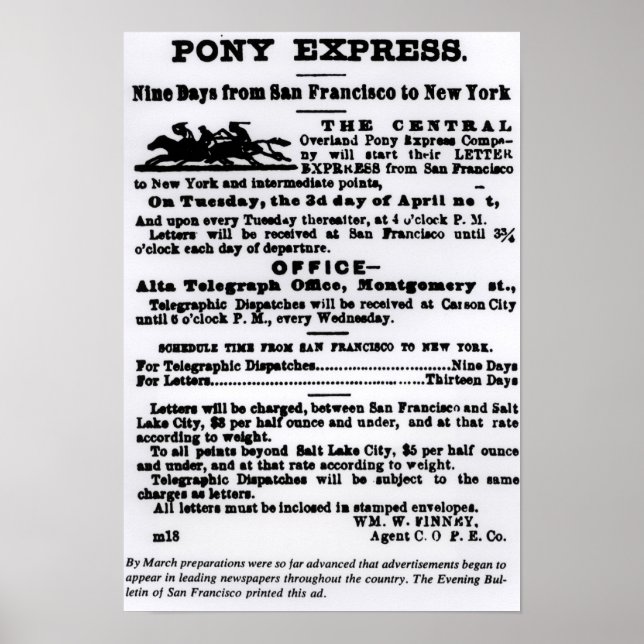 Poster Pony Express, Nine Days (Frente)