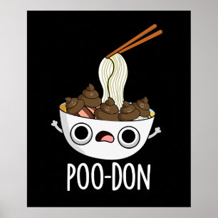 Poster Poo-don Funny Udon Pun Escuro