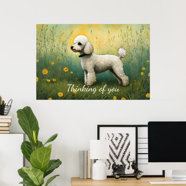 Poster Poodle Adorável Pensando Em Você (Escritório em casa)