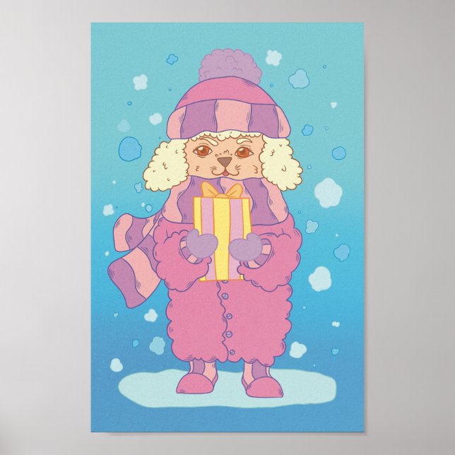 Poster Poodle de Natal (Frente)