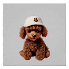 Pôster Poodle de Xícara com Chapéu
