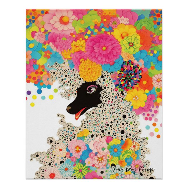 Pôster Poodle Dog and Flowers 001 - Tailor jewel (Frente)