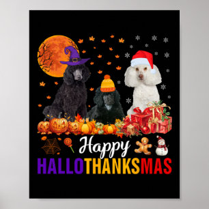 Poster Poodle Dog Puppy Hallothanksmas Halloween Thanksgi