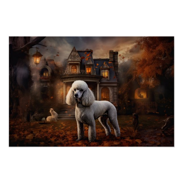 Pôster Poodle Halloween Assustador (Frente)