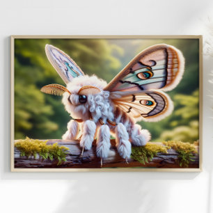 Poster Poodle Moth Surreal Fluffy Moth Fantasy Mundo
