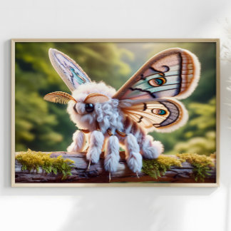 Poster Poodle Moth Surreal Fluffy Moth Fantasy Mundo