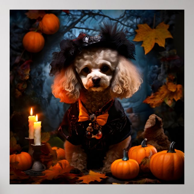 Poster Poodle na Festa de Halloween (Frente)