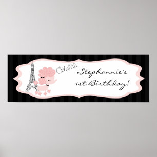Poster Poodle Pink Banner Personalizado de 22,5"x7,5" em