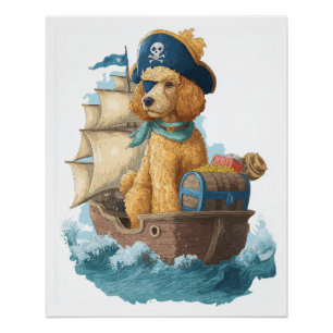 Pôster Poodle Pirata � Cão Marinho Engraçado