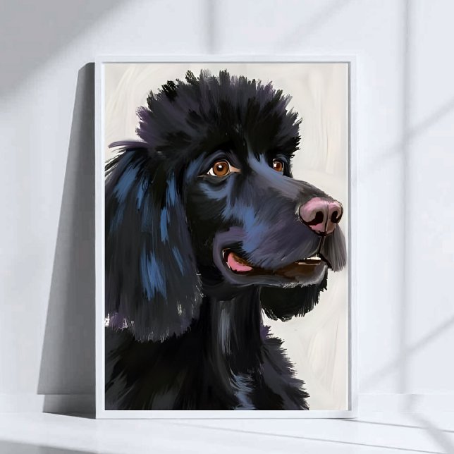 Poster Poodle Preto | Pet Aquarela Cachorro (Criador carregado)