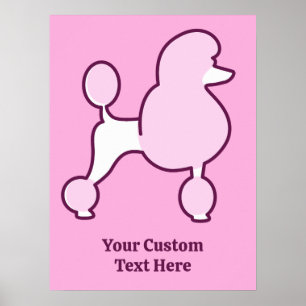 Poster Poodle Rosa de Texto Personalizado