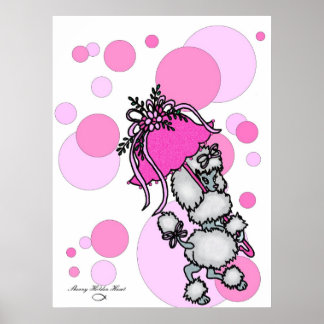 Poster Poodle Rosa Polk-a-ponto
