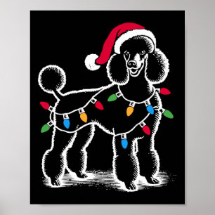 Poster Poodle Standard Christmas Luz Santa Hat Xmas D