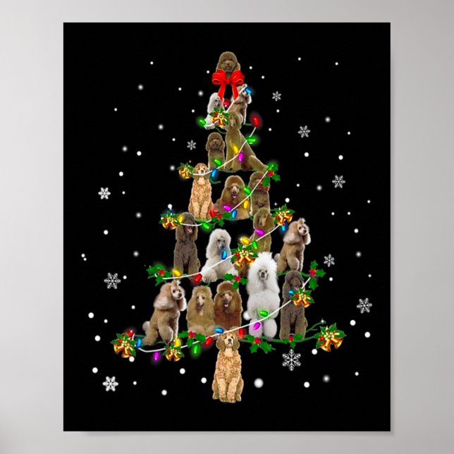 Poster Poodle Standard Dog Árvore de Natal Bastante Decor (Frente)
