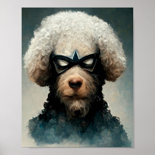 Poster Poodle Vestido Como Cão Super Herói