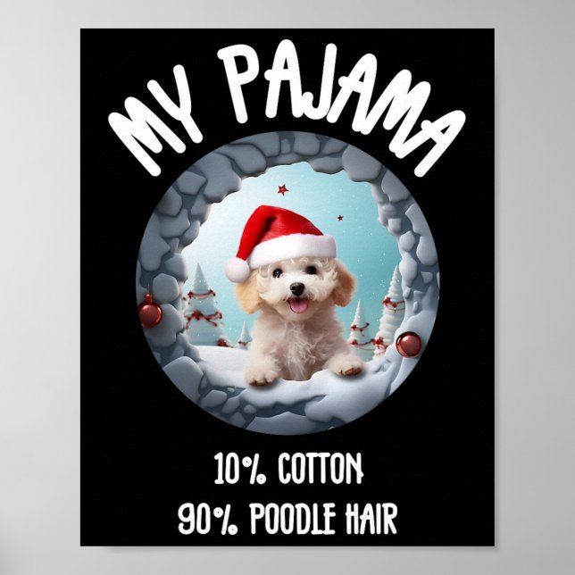Poster Poodô De Natal Bonito - Design De Cachorro Engraça (Frente)