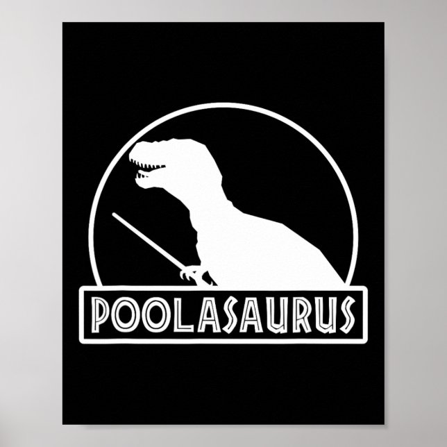 Poster Poolasaurus Jogador de Bilhar Dinossauro Snooker O (Frente)