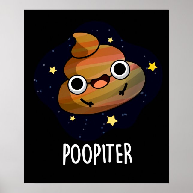 Poster Poopiter Funny Planet Júpiter Pun Dark BG (Frente)