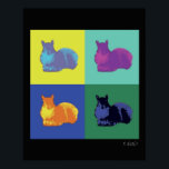 Poster pop<br><div class="desc">Uma imagem do esquilo fotoomanipulada num estilo de pop art em azul, verde, amarelo, laranja, turquesa e roxo contra fundo preto num poster</div>