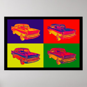 Poster Pop art 1957 do carro do Bel Air de Chevy