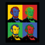 Poster Pop Art Abraham Lincoln<br><div class="desc">"Pop Art Abraham Lincoln" gráfico de arte desenhado por bCreative mostra um retrato icônico de Abraham Lincoln em uma peça de pop de quatro painéis! Isso faz um presente excelente para a família, amigos ou um presente para você mesmo! Este gráfico engraçado é um excelente adicional ao estilo de qualquer...</div>