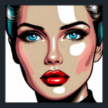 Poster Pop Art Ai Comic Book Face de Mulher<br><div class="desc">Mulher pop de quadrinhos com vidro como rosto.</div>