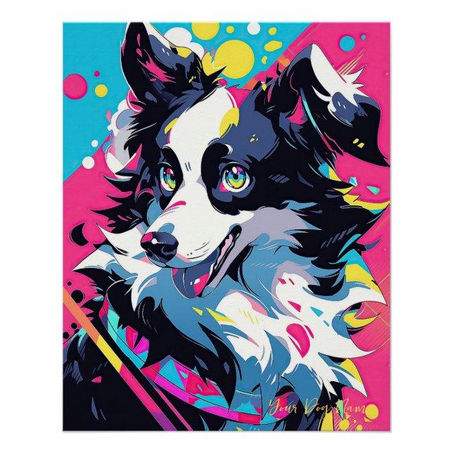Pôster Pop Art Anime Border Collie Dog 004 - Victoria Sas (Frente)