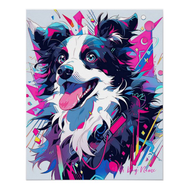 Pôster Pop Art Anime Border Collie Dog 005 - Victoria Sas (Frente)