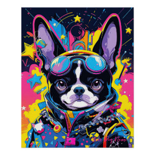 Pôster Pop Art Anime Boston Terrier Dog 001 - Victoria Sa