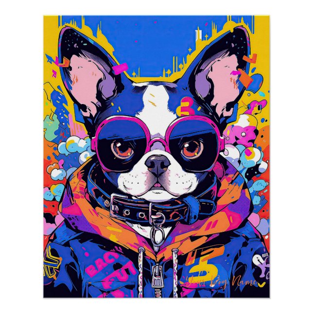 Pôster Pop Art Anime French Bulldog 004 - Victoria Sasuke (Frente)
