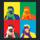 Poster Pop Art Bright Cores de Câmara Fotógrafo Decor<br><div class="desc">A imagem de um fotógrafo que visualiza através da lente da câmera é tratada com uma mistura brilhante de cores para lhe dar um efeito de pop. Uma peça decorativa colorida e impressionante para preparar a decoração.</div>