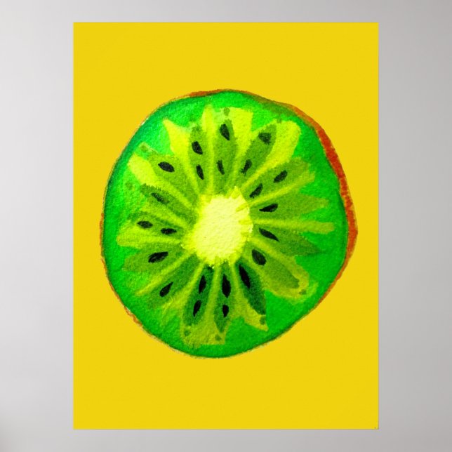 Poster Pop art bright kiwi fruit original watercolour (Frente)