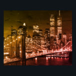 Poster Pop Art Brooklyn Bridge New York Night<br><div class="desc">Nova Iorque - Imagem de Arranha-céus de Manhattan</div>