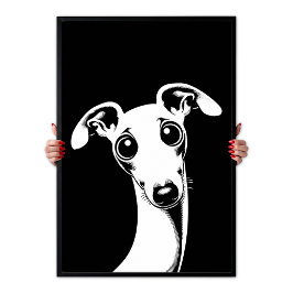 Poster Pop Art Cachorro Italiano Adorável Branco e Preto