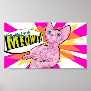 Poster Pop art calvo do gatinho