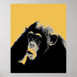 Pôster Pop Art Chimpanzé<br><div class="desc">Computador digital Arte animal - Arte de Pop universitária - Imagens de computador animal selvagem</div>