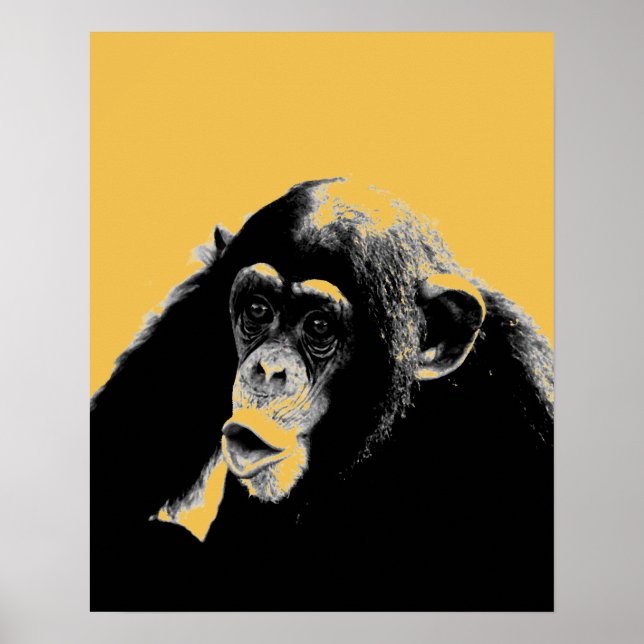 Pôster Pop Art Chimpanzé (Frente)