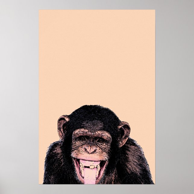 Pôster Pop Art Chimpanzé Que Estica A Língua (Frente)