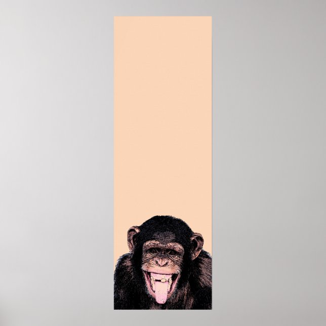 Pôster Pop Art Chimpanzé Que Estica A Língua (Frente)