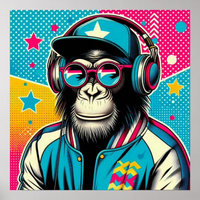 POSTER POP-ART CHIMPANZEE 4 (Frente)