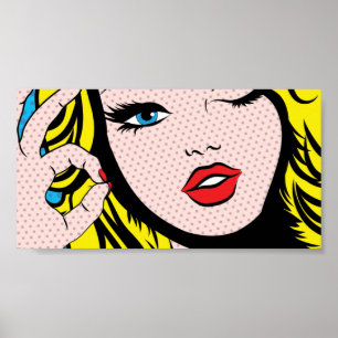 Poster - pop art cómico da APROVAÇÃO da menina