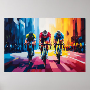 Poster Pop Art Cycling Race Wall Art - Bike Racing Impres
